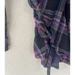 Free People Nordic Day Side Lace Up Flannel Top Shirt Tunic M Oversized Cabin Photo 7