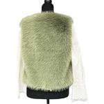 Molly Bracken Sage Green Faux Fur Vest, Size Medium, Soft Fuzzy Winter Vest Photo 4