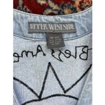 Vintage 90s Patchwork Denim Boho Vest Top One Size Blue America Flag USA Photo 2