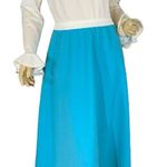 VINTAGE 1970'S TURQUOISE BLUE AND WHITE RUFFLE MAXI DRESS (S/M) Photo 0