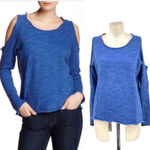 Nation Ltd  Clara Cold Shoulder Sweatshirt Top Blue Size‎ Small Photo 1