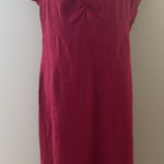 Eddie Bauer Linen Dress Size 16 Cranberry Maxi Empire Waist Modest Office Photo 0