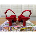 Jeffrey Campbell  Duffy Slingback Red Satin Heel Size 10 NIB Plume Design Elegant Photo 9