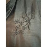 Anne Carson  Black Silk Embroidered Shirt Dress XL Floral Button-Up Duster Photo 1