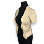 J.Crew Cashmere Blend Ruffle Trim Short Sleeve Cardigan Sweater Womens XS Cream Photo 1