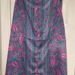 Boho Queens Size S Silk Blend Pink Mandala Paisley Lightweight Zip Midi Skirt Photo 0