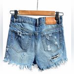 ZARA TRF Butterfly 🦋 Embroidered Distressed MOM FIT DENIM Shorts Photo 14