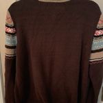 Erika  Y2K chenille sweater brown with pattered stripes & rolled collar. Photo 5