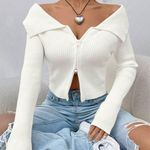 Shein White Zip Up Sweater  Photo 0