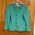 Anthropologie HWR 100% Cashmere Bow Cardigan Sweater Mint Green M Soft Luxury Feminine Preppy Photo 0
