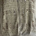 Chico's  Women's Cardigan Sweater Size 1 Taupe Camel color Embellished Beaded Photo 7