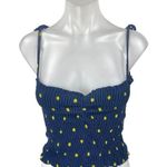 ZARA Blue Yellow Polka Dots Knit Sleeveless Cami Camisole Tank Crop Top Size L Photo 0