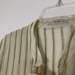 NEW! ETRO ivory gold striped button down silk blouse tie collar IT 48 US L $800 Size 12 Photo 1