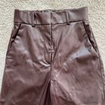 H&M Brown Faux Leather Wide Cropped Leg Pants Photo 2