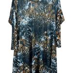 Comfy USA Tunic Top Womens XL Multicolor Mesh Animal Print High Low Long Sleeve Blue Photo 0