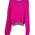Mother The Mock Neck Pink Cable Knit Cropped Jumper Sweater Size Medium Photo 0