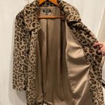 Ultimate soft furry faux leopard wide collar silky lined jacket pockets Tan Size L Photo 9
