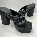 Open Edit Platform Sandals Size 8.5 Black Square Open Toe Knotted Heels Photo 3