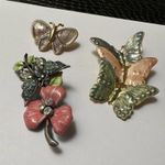Lot Of 3 Pretty Butterfly Insect Brooch Pins Photo 6