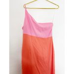 Petal and Pup  Xiomar Midi Dress Size 8 Orange Pink Colorblock One Shoulder Party Photo 7