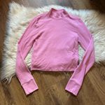 American Eagle  Long Sleeve Cropped Hey Baby Mock Neck Tee In Pink Photo 3