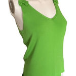 Jason Maxwell  Medium Lime green sleeveless knit V-neck tank top with bow details Photo 0