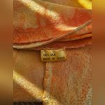 Orange and Cream Watercolor Silk Neck Square Scarf Photo 2