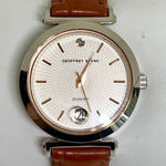 Geoffrey Beene Diamond women watch date 33mm round silver tone brown running Photo 0