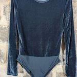ZARA  Bodysuit Woman's Medium Teal Green Velvet‎ Holiday Party Soft Festival Photo 0