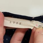 Lush Clothing Lush Navy Blue All Over Print Pullover Casual Long Sleeve Sheer Blouse Top Large Photo 6