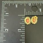 Vintage Signed 14K Gold Dainty Victorian Lady Cameo Tiny Stud Earrings 2g. Orange Photo 8