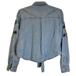 Rails  Valerie Denim Chambray Tie Front Shirt Blue Floral Patch Boho Chic XS‎ Photo 4