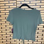 No Boundaries  Olive‎ Green Lace Up Crop Top Size Large Photo 1