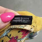 Tolani  XS Silk Blouse Top Yellow Floral Side Tie 3/4 Flare Sleeve Oversized Boxy Photo 7