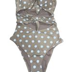 NWT New ENVYA SWIMSWEAR Belen Double Tie Polka Dot Swimsuit One Piece Small Tan Photo 1