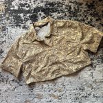 ZARA Tan and Black Leopard Cropped Button Down Shirt Photo 0