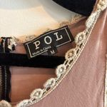 POL  Womens Taupe  Babydoll Tank Top Cream Crochet Lace Detail Size Medium Photo 3