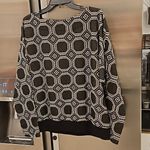 Trina Turk ππ Easy Going Metallic Knit Jacquard Top ~ Black Gold Silver XL NWT Photo 9