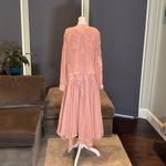 Women’s Pink Chiffon Dress Floral Detail ZipUpBack Matching Jacket Size 24W/26W Photo 3