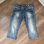 Miss Me Crop Jeans White Stitch Back Pocket Flap Bling JPS5014CR ~ Size 28 Photo 2