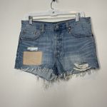 Levi's 501 Light Wash Patch Distressed Boho Denim Cutoff Shorts Size 30 Photo 1