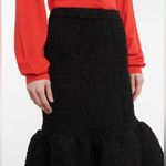 Dries Van Noten NWT  Black Saturn Smocked Cotton Poplin Midi Skirt | L Photo 1