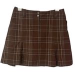 Nike Golf Skirt Womens Size 4 Brown Pockets Stretch Fit Dry Pleats Plaid Lined Photo 0