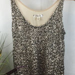 Decree  Tan & Gold Sequins Embellished Tank Top M Photo 0