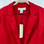 Rachel Zoe Blazer Red Single Button Stretch Knit Notched Collar NWT Size Medium Photo 2
