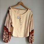Free People NEW  Vintage Combo Light Magic Henley Blouse Small Photo 2
