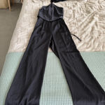AQUA NWT 
Halter Wide Leg Satin Jumpsuit - Exclusive Photo 0