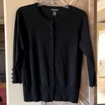 Audrey & Grace Black Cardigan Lightweight Dressy Sweater Petite Medium Solid Photo 8
