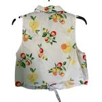 Forever 21  White Tropical Fruit Print Crop Top Sleeveless Button Tank Sz Large Photo 2