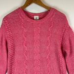 CAbi Cable Knit Sweater Women XS Pink Cotton Blend Long Sleeve Elsa 4245 Photo 5